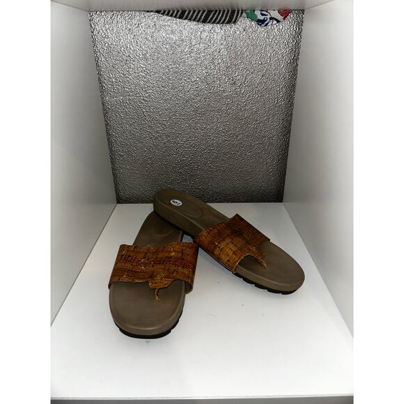 Donald J Pliner Twigi Scandi GoblinCore Fairycore Hippie Cork Thong Sandals Slid - Picture 1 of 6